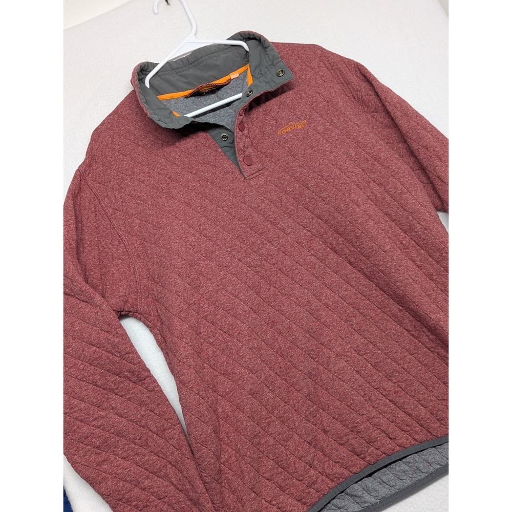 Orvis Mens Quilted Snap Neck Pullover Red Marl Heathered 2EG2 294732 Medium